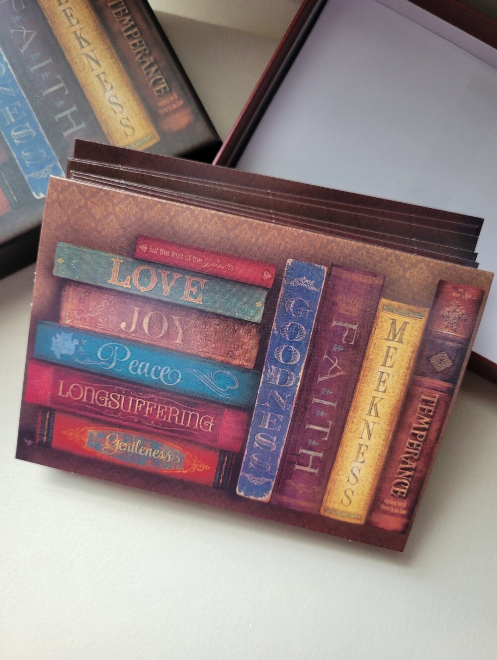 Stacked Books Notecards - Inspirational Words, Multi-Color